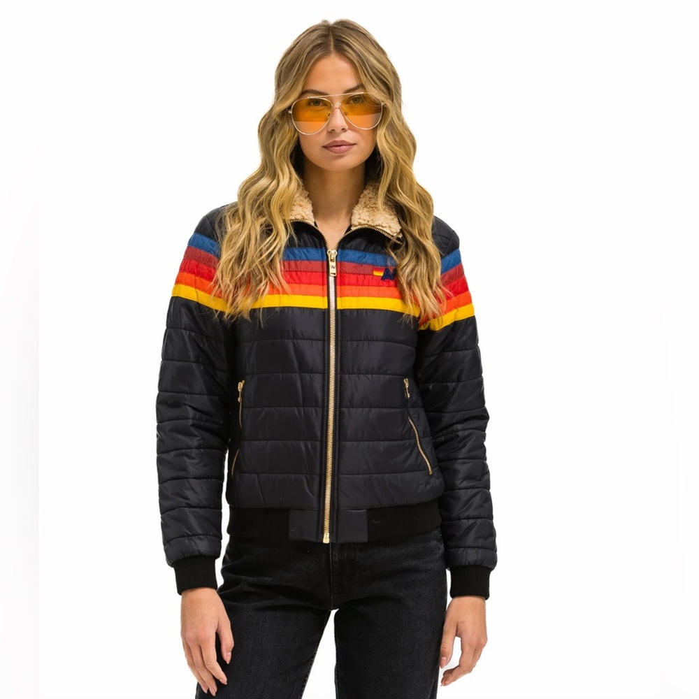 Aviator Nation 5 Stripe mid-weight puffer - Size M